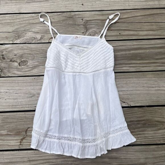 Vintage Y2K Hollister Women’s White Ruffle Baby Doll Tank Top Blouse - Picture 1 of 3